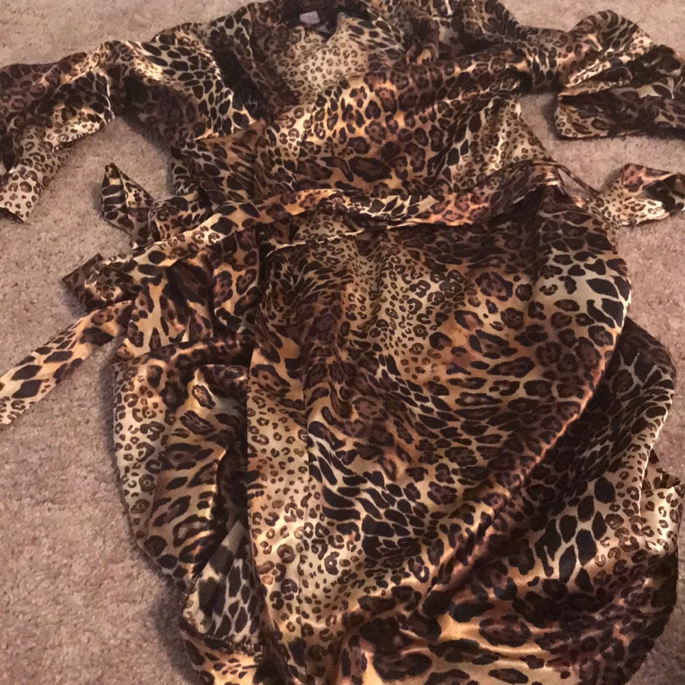 Faux silk robe